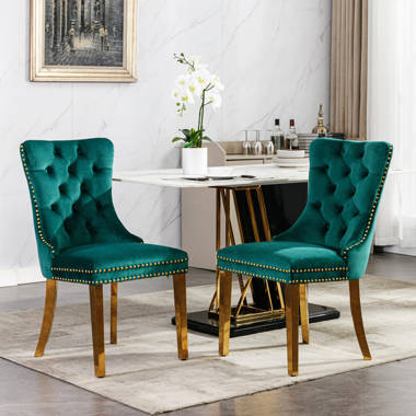 Velvet button best sale dining chairs